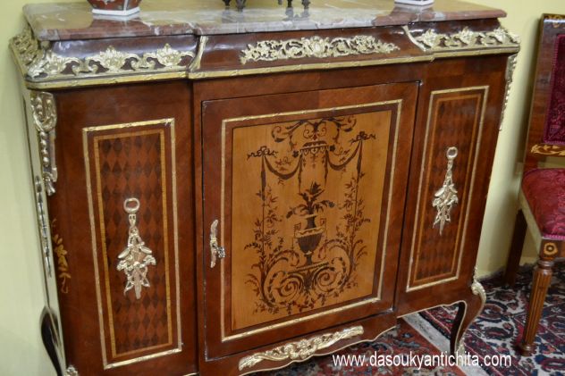 Servante-credenza intarsiata stile Luigi XV - Foto 9
