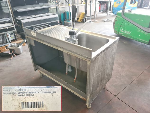lavatoio inox armadiato per lavaggio piatti usato - Foto 4