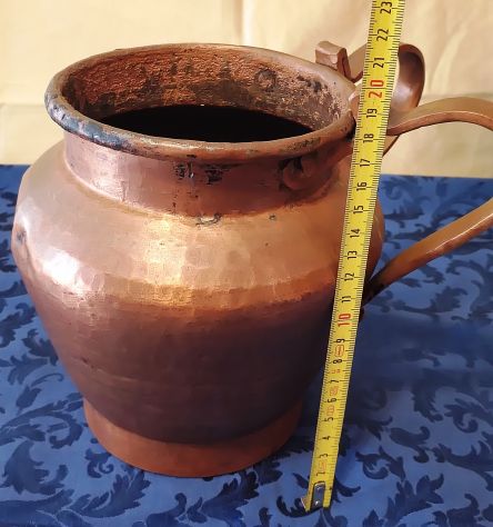 Pignata Brocca Vintage x Fagioli in Rame con due manici – RARO h 20cm cod. 20 - Foto 10