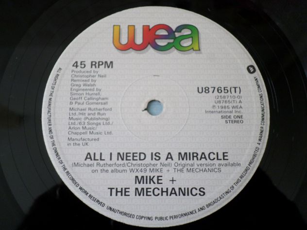MIKE & THE MECHANICS (Genesis) All I need is a miracle - 12'' / MAX 45 giri 1986 - Foto 3