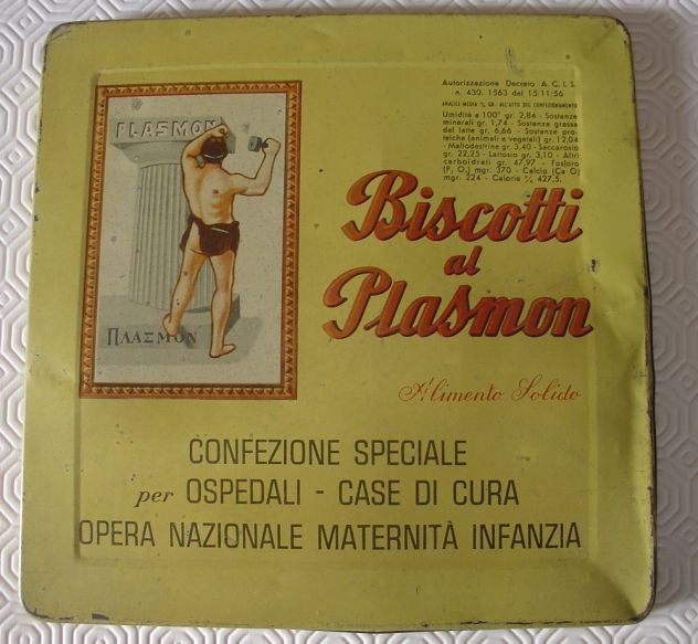 Coperchio Plasmon Anni 50 in latta serigrafata