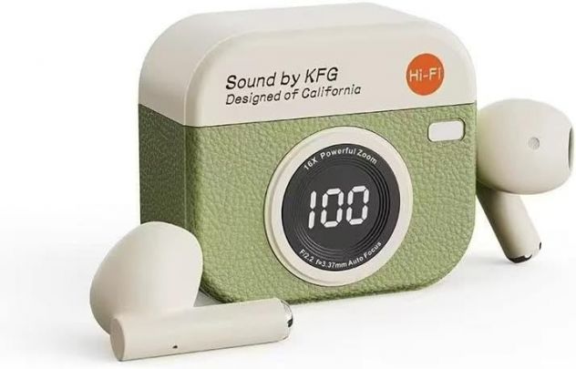Cuffie Retro Q86 con Effetto Pelle, Impermeabili IPX5, Bluetooth 5.4, VERDE