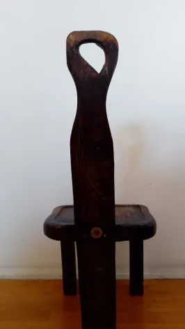 Vendesi splendida sedia tripode rustica ad alto schienale antica (inizio 900) - Foto 2