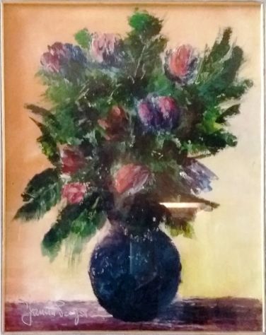 Olio su tela di Fausta Pergolini-1969-70ca-Vaso di Fiori-