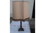 LAMPADA DA TAVOLO  ANTICA  IN LEGA CON CAPPELLO IN TELA