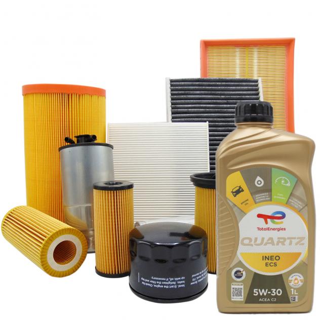 KIT TAGLIANDO 4 FILTRI MISTI 4LT OLIO TOTAL ECS 5W30 PEUGEOT 207 1.6 HDI