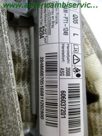 606037201 AIRBAG LATERALE A TENDINA SINISTRO MERCEDES C 220 W204 2.2 125KW D SW 6M (2008) RICAMBIO USATO - Foto 2