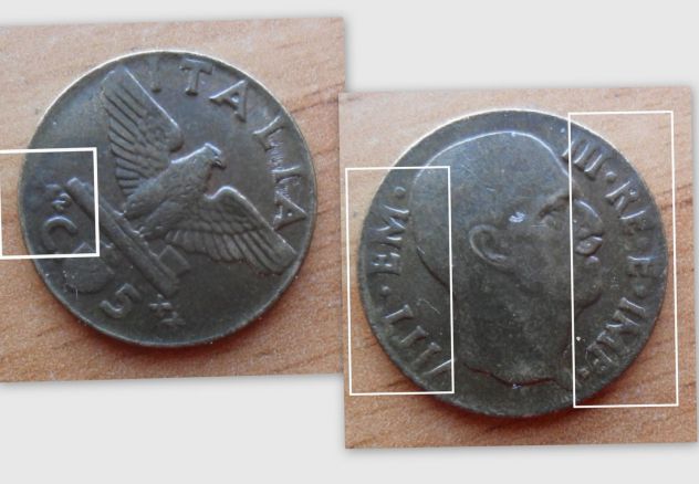 MONETA DA 5 CENTESIMI IMPERO DEL 1942 REGNO D'ITALIA - CON DIFETTO DI CONIO -