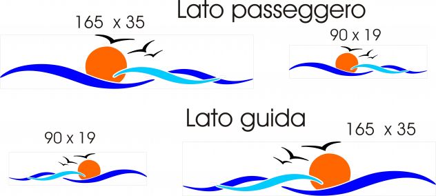 adesivi per camper sole mare gabbiani lato sx e dx come foto