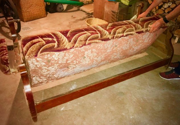 Antico Divano/Letto in Legno Massiccio - Epoca Fine ’800 - Da Restaurare - Foto 5