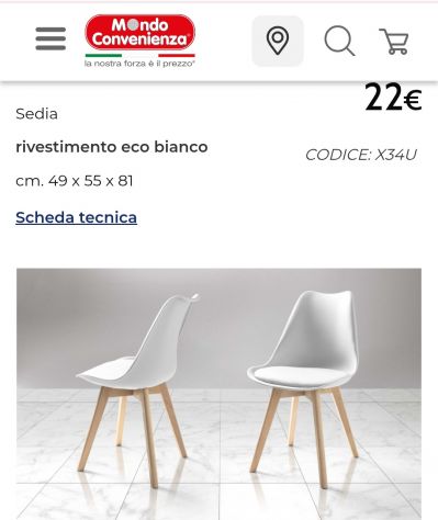 Set di 4 sedie - mondo convenienza1 anno di vit - Foto 7