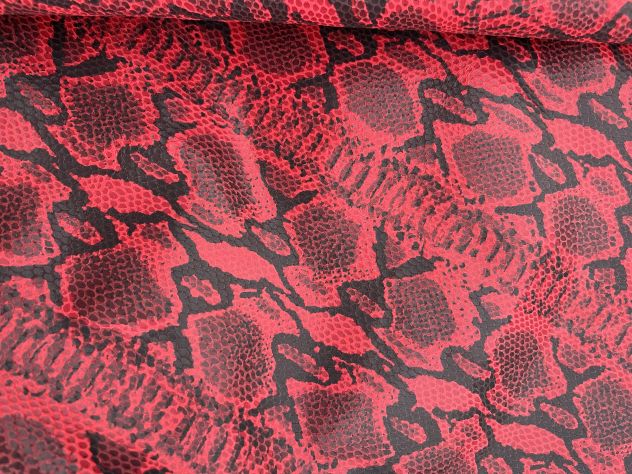 Pelle vitello stampata pitone rosso - Foto 9