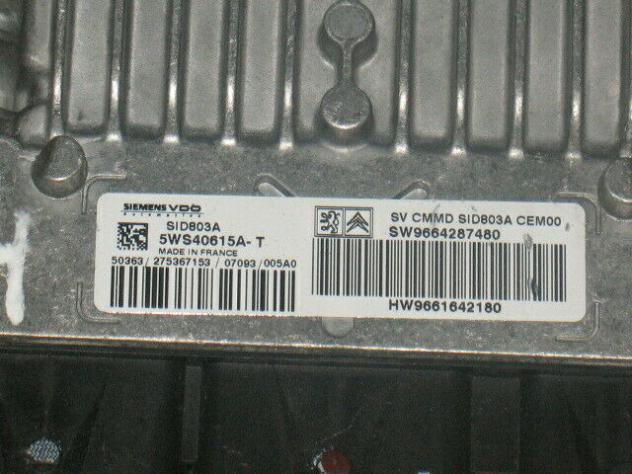5WS40615AT ECU CITROEN C4 5WS40615A-T SW9664287480 SID803A 9661642180 - Foto 2