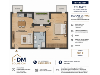 Telgate bilocale con due balconi, un terrazzo e box auto