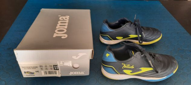 SCARPE BAMBINO DA CALCETTO JOMA JUNIOR TOLED JR2303 NAVY/YELLOW/INDOOR T35 USATE - Foto 2