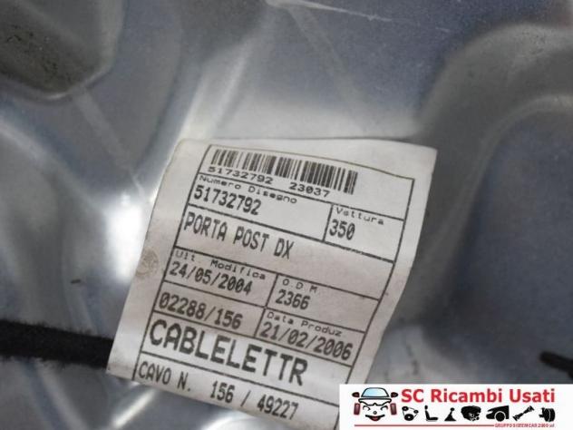 MECCANISMO ALZAVETRO POST. DX FIAT Idea 2° Serie 517349040 (0508) - Foto 5