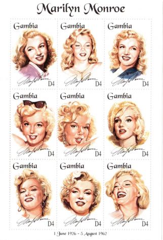 Foglietto nuovo da collezione "Marilyn Monroe" Gambia