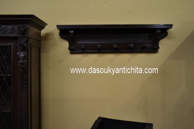 Antico appendiabiti-cappelliera stile Neorinascimento del XX secolo - Foto 2