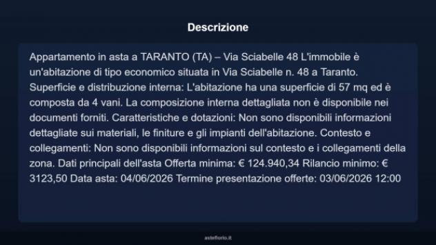 Immobile in asta di 57 m², box auto in vendita a Taranto - Foto 3