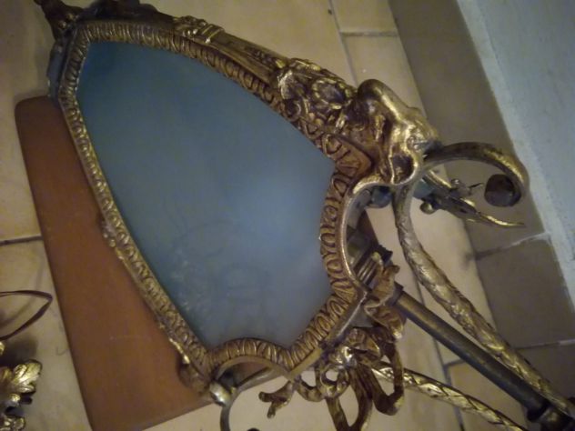Lampadario in bronzo dorato antico alto90 largo 22 - Foto 5
