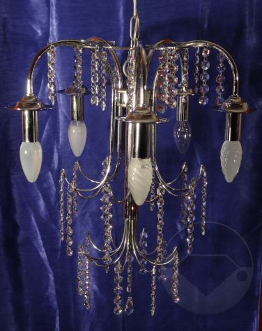 LAMPADARIO 5 bracci con pendagli in cristallo