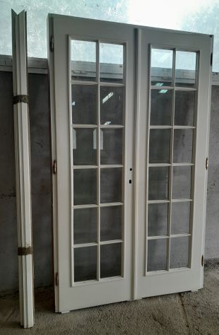 Porta doppia in legno con vetri, Laccata Bianco Opaco - Foto 5