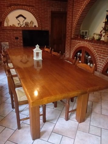 Tavolo in rovere massello 3m x 1m da taverna / agriturismo + 8 sedie - Foto 3