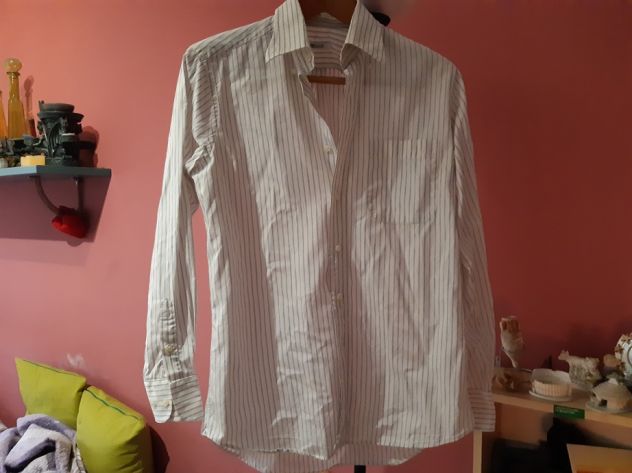 Camicia bianca gessato azzurro Gb Sportelli Tg 38 - M - USATA - Foto 4