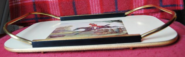 vassoio in formica vintage con scene di caccia 40x25 - Foto 4