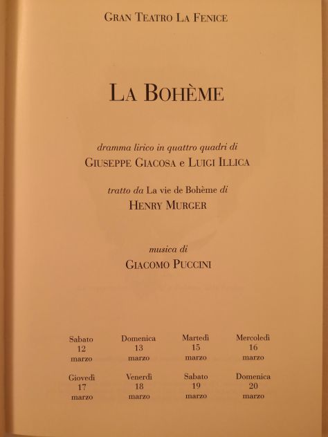 Libro "Libretto dell'Opera La Bohème di Giacomo Puccini" La Fenice 1994 - Foto 3