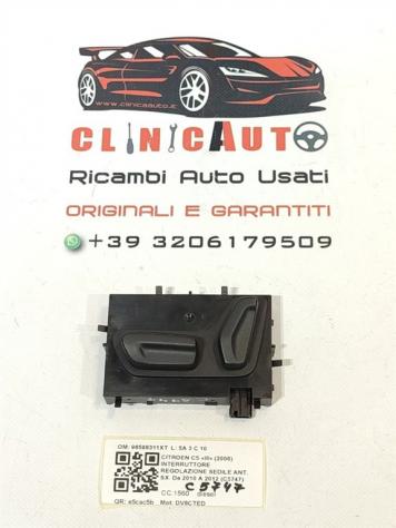 INTERRUTTORE PULSANTE REGOLATORE SEDILE SX CITROEN C5 Berlina 3° Serie 96598311XT DV6CTED (08)