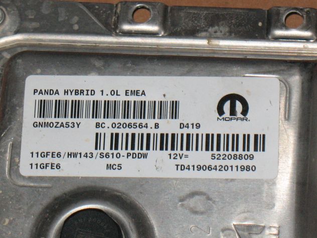 52208809 ECU FIAT PANDA HYBRID 1.0 EMEA 52208809 11GFE6 HW143 TD4190642011980 - Foto 2