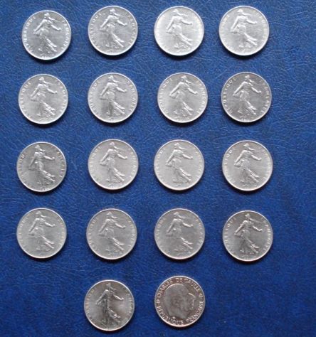 lotto 190 - Francia 1 franc 18 monete anni diversi vedi foto e descrizione - Foto 2