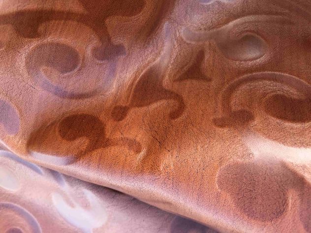 Pelle a vacchetta floreale cognac per artigianato - Foto 5