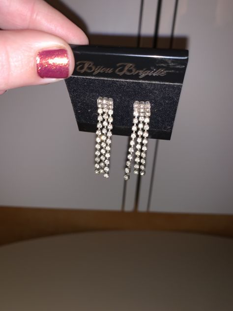 COPPIA DI ORECCHINI VINTAGE DA DONNA ANNI ‘90/2000,BIGIOTTERIA,IN METALLO E ZIRC - Foto 6