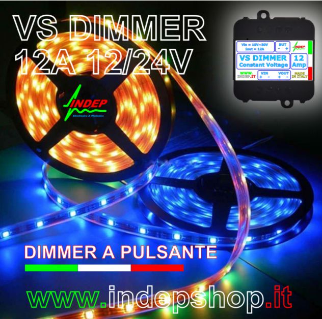 Dimmer Led a pulsante 12A - 12V/24V - Professionale Made in Italy - Foto 3