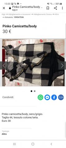 Pinko camicetta/body/nero/ grigio taglia 44