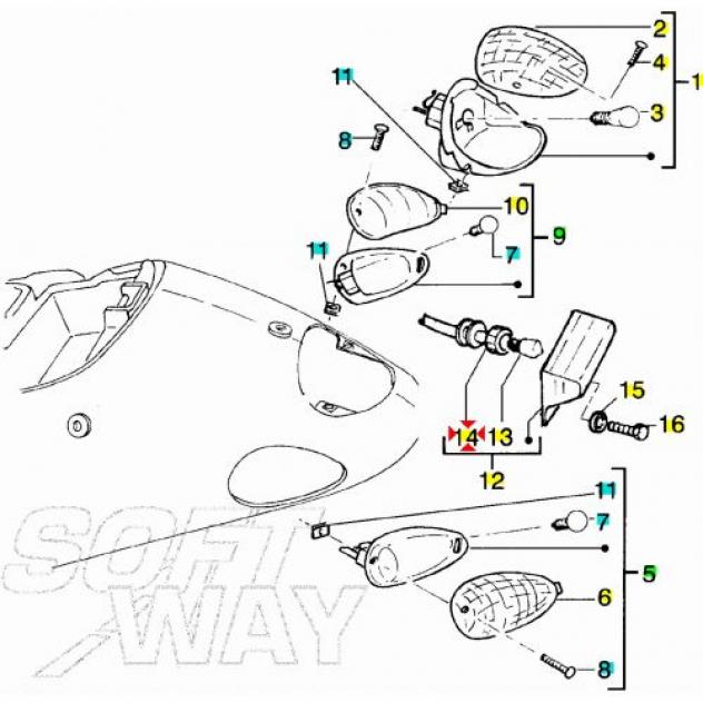 Portalampada fanalino luce targa scooter Piaggio 294983 - Foto 8