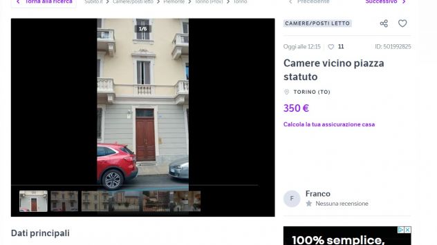 Camera vicino piazza statuto