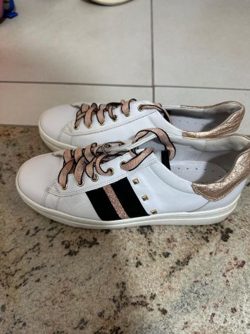Sneakers NeroGiardini donna bianche e oro rosa – Made in Italy – N. 39 - Foto 2
