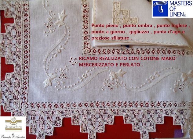 Ricamo a mano in punto antico esclusivo ( 3 modelli unici di tovaglie ) - Foto 6