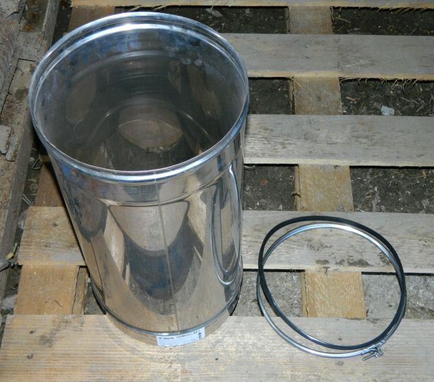 Manicotto per valvola canale fumi AISI 304, 25 cm