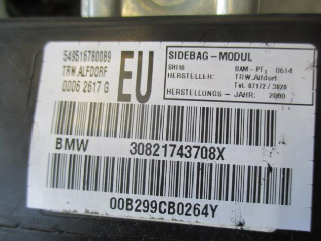 5495167800089 AIRBAG PORTA ANTERIORE SINISTRA BMW SERIE 3 330D E46 3.0 D 135KW AUT 5P (2000) RICAMBIO USATO - Foto 2