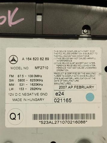 AUTORADIO MERCEDES ML W164 3° Serie A1648208289 642940 (0511) - Foto 4