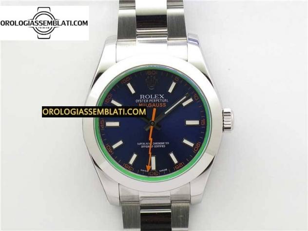 Rolex Replica/Clone MILGAUSS 116400 GV ACCIAIO 904L 1:1 BEST EDITION QUADRANTE BLU SUL BRACCIALE SH3131