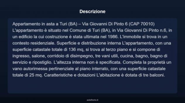 Immobile in asta di 136 m² con più di 5 locali e box auto in vendita a Turi - Foto 4