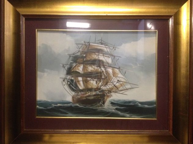 Quadro ad olio soggetto veliero