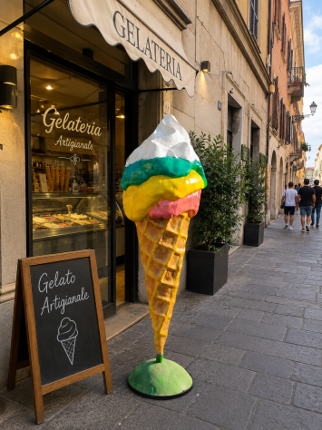 🍦 INSEGNA GELATO GIGANTE IN VETRORESINA – PEZZO UNICO FATTO A MANO - Foto 3