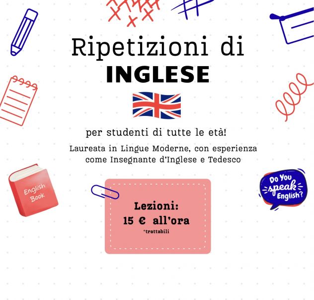Insegnante offre ripetizioni e lezioni d’inglese