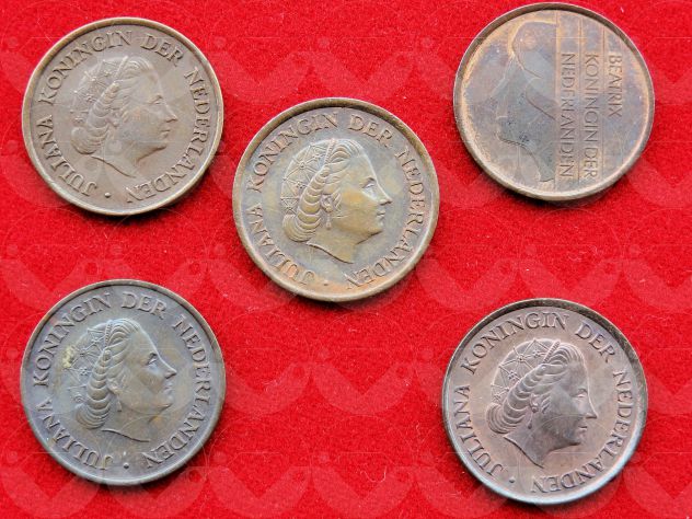 NEDERLAND 1950-1982 lotto di 9 monete da 1 e 5 Cent - Foto 4